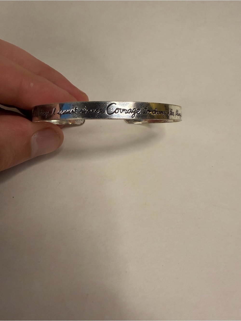 .925 Silver “Serenity Prayer” Open-End Adjustable Cuff Bracelet for Women
